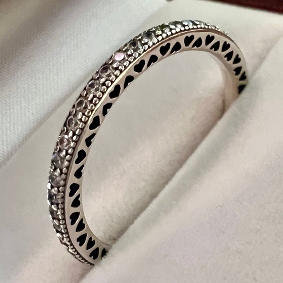 Pandora Sparkle and Hearts CZ Eterity Ring Size 9 - Hard to find size! - Picture 3 of 16